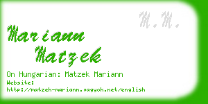mariann matzek business card